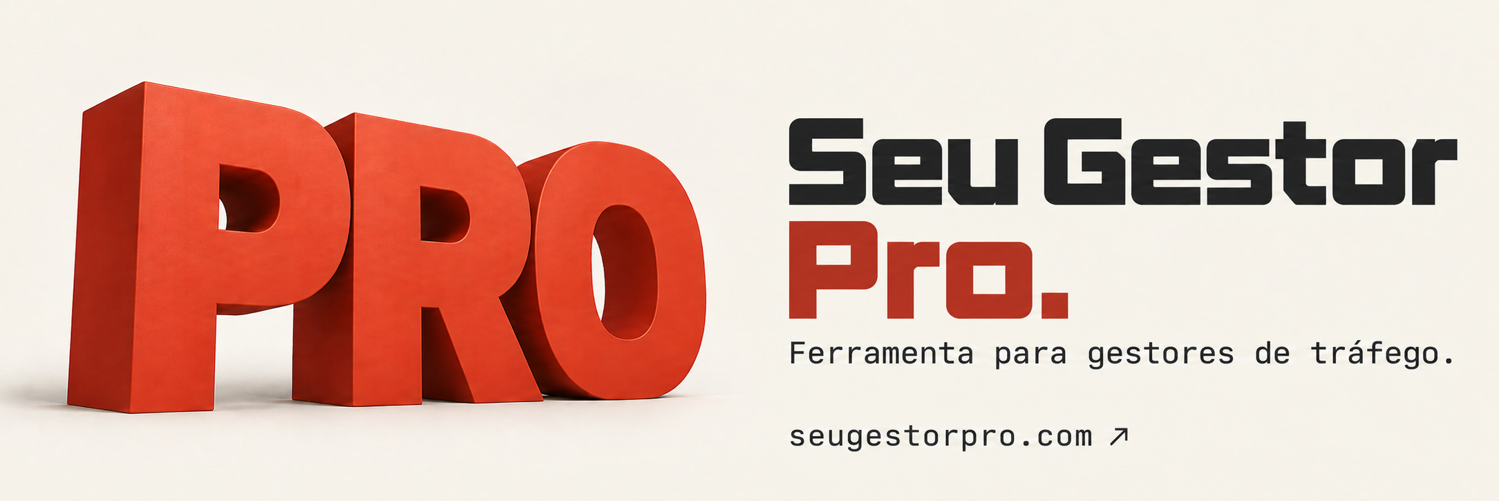 Composição tipográfica do Seu Gestor Pro em preto, vermelho e marfim.